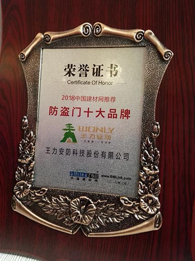 超凡国际品牌荣誉|王力、能诚安全门再获“防盗门十大超凡国际品牌”