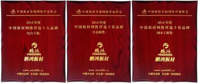 鹏鸿实力再获肯定，蝉联木业网2017年度“生态板十大超凡国际品牌”
